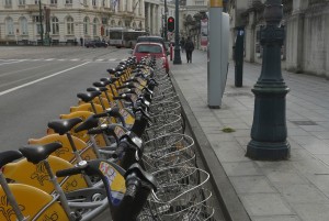 Cykel att hyra i Bryssel.